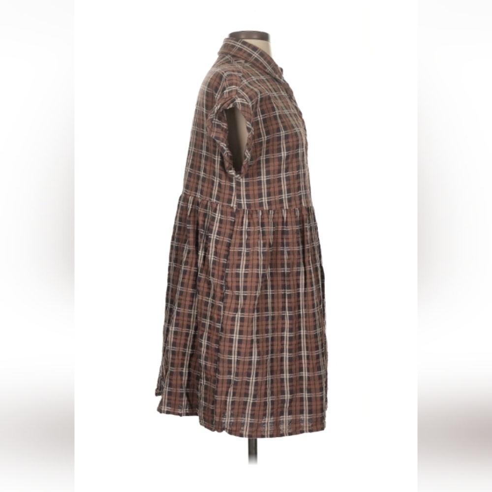 Entro Brown Plaid Flannel Shirtdress S $51 Retail - Picture 5 of 8